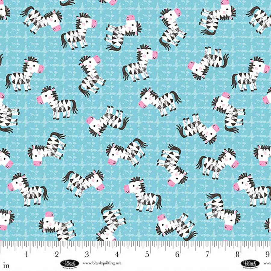 Tossed Zebras in Light Blue | Lindsey Sager | Noah and Friends| Price Per panel