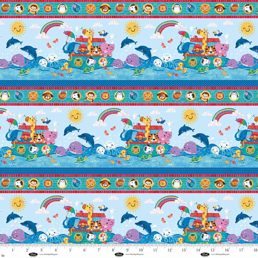 Border Stripe in Light Blue | Lindsey Sager | Noah and Friends | Price Per panel
