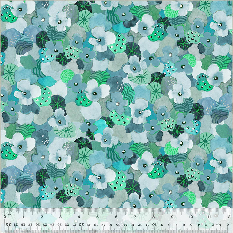 Flowering Hedge in Teal | Sue Miano | Wild Meadow