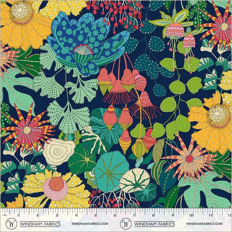 Peony Park in Indigo | Sunshine | Sally Kelly