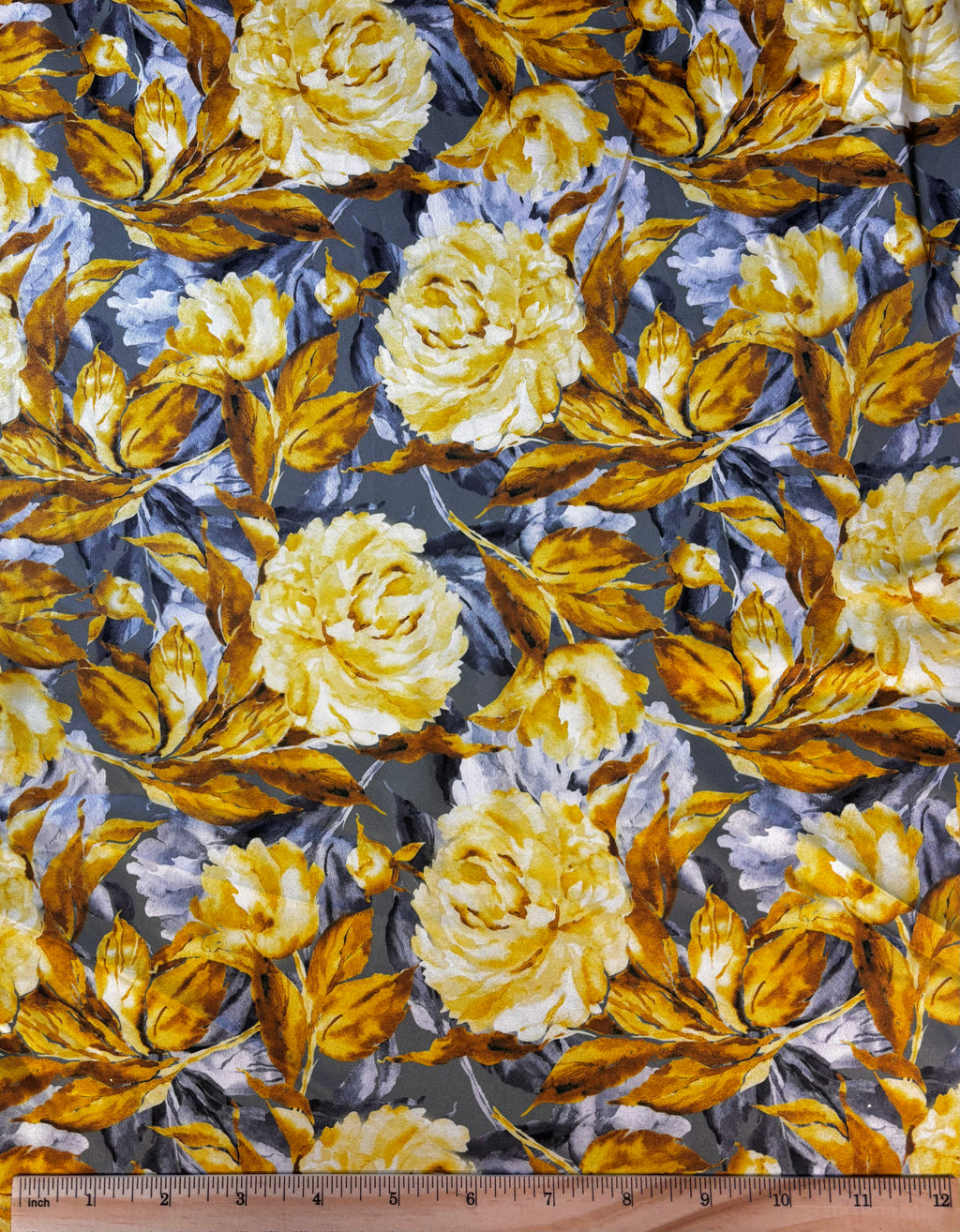 Gold Flowers on Grey | Satin-Like