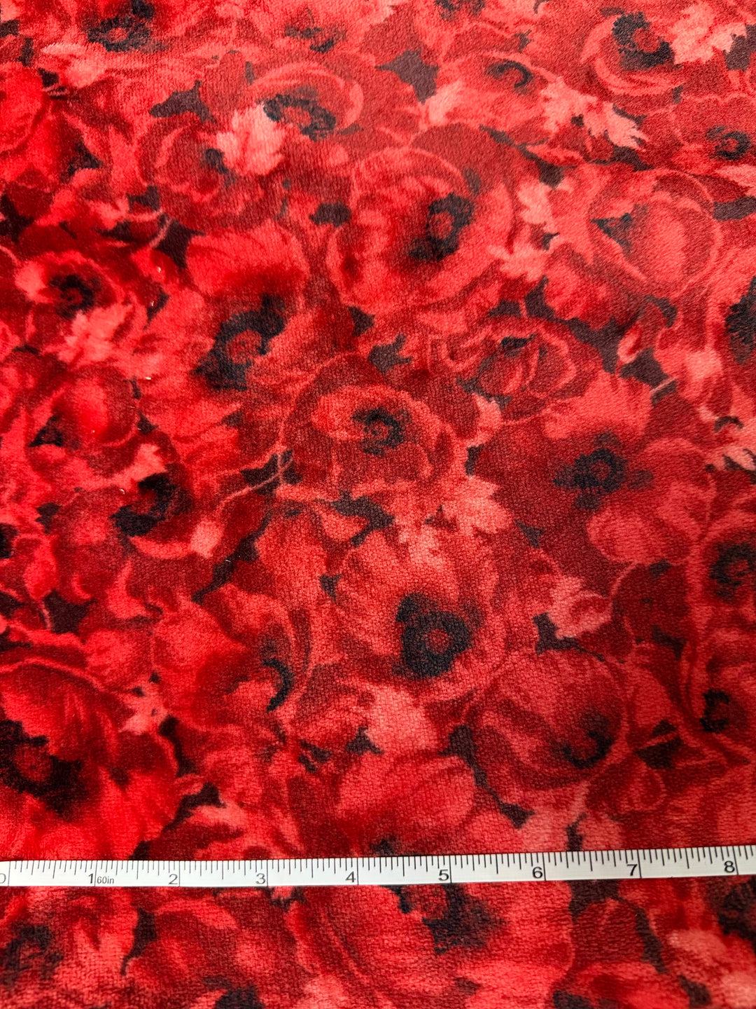 Floral & Foliage Red | Short Pile Fur | Sew Lush Collection