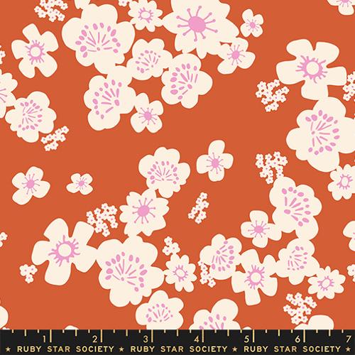 Hana Florals Retro Hawaiian Persimmon | Rashida Coleman Hale | Paper Cuts 2 | Ruby Star Society