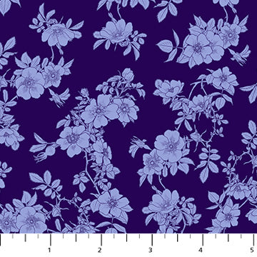 Tonal Floral in Blue | Rosa | by Adriana Picker | Figo Fabrics