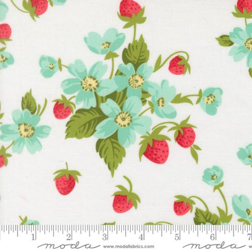 In Bloom Florals Strawberries in White | Camille Roskelley | Bloomsberry