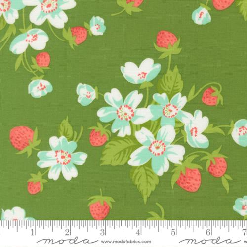 In Bloom Florals Strawberries in Green | Camille Roskelley | Bloomsberry