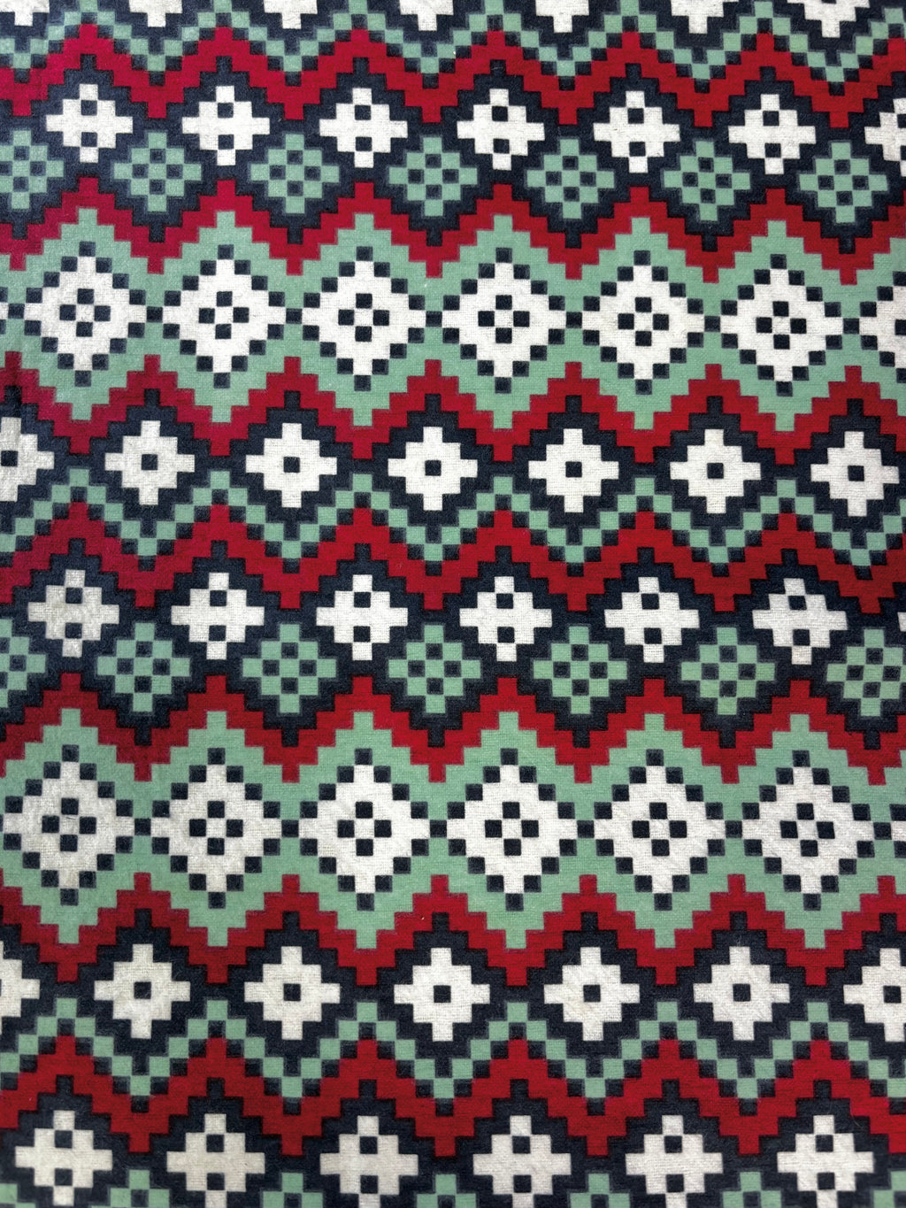 Red, Green, Blue, and White Geometric Print | Flannel