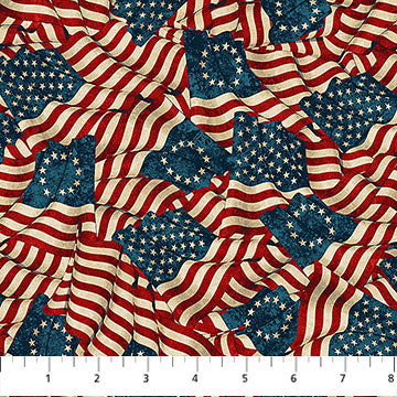 Flags Backing in Beige Multi  | Backing Fabric | America 250-Stonehenge
