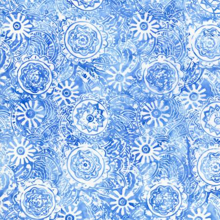 Bluebell Medallions Powder | Timeless Treasures | Tonga Batiks Bluebell Collection