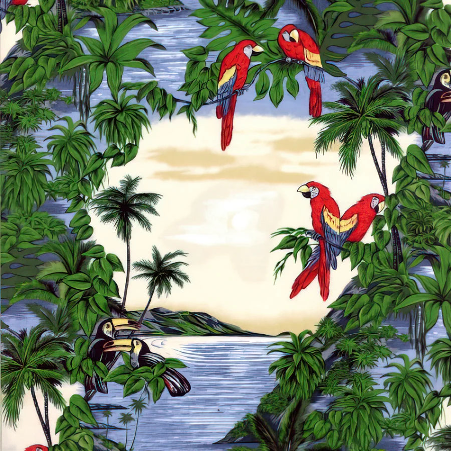 Parrots & Toucans Beige | Cotton Batiks |  Hoffman Fabrics
