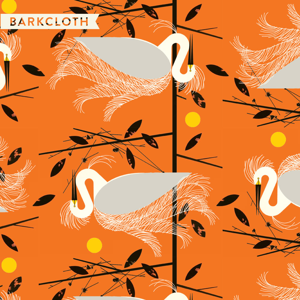 Snowy Egret Barkcloth | By Charley Harper | Iconic