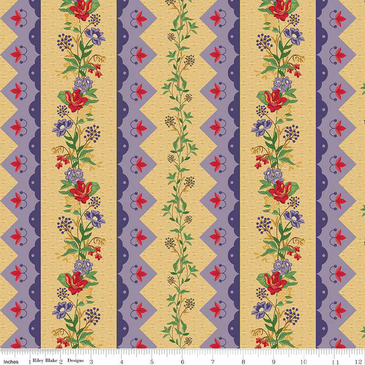 Vera's Garden Vera's Border Stripe Multi | Vicki McCarty | Riley Blake Designs
