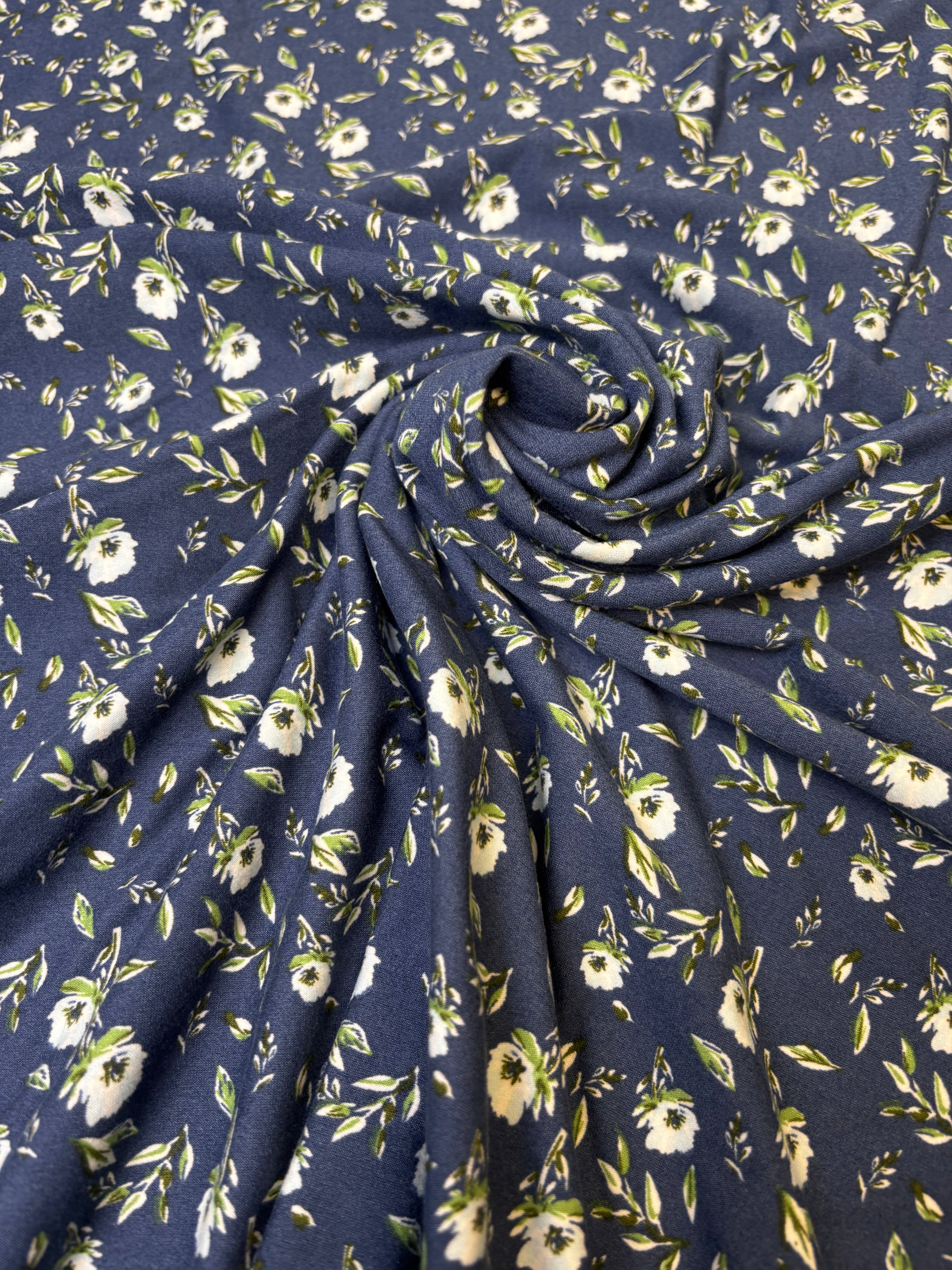 Blue Disty Floral Double Brush | Jersey Knit