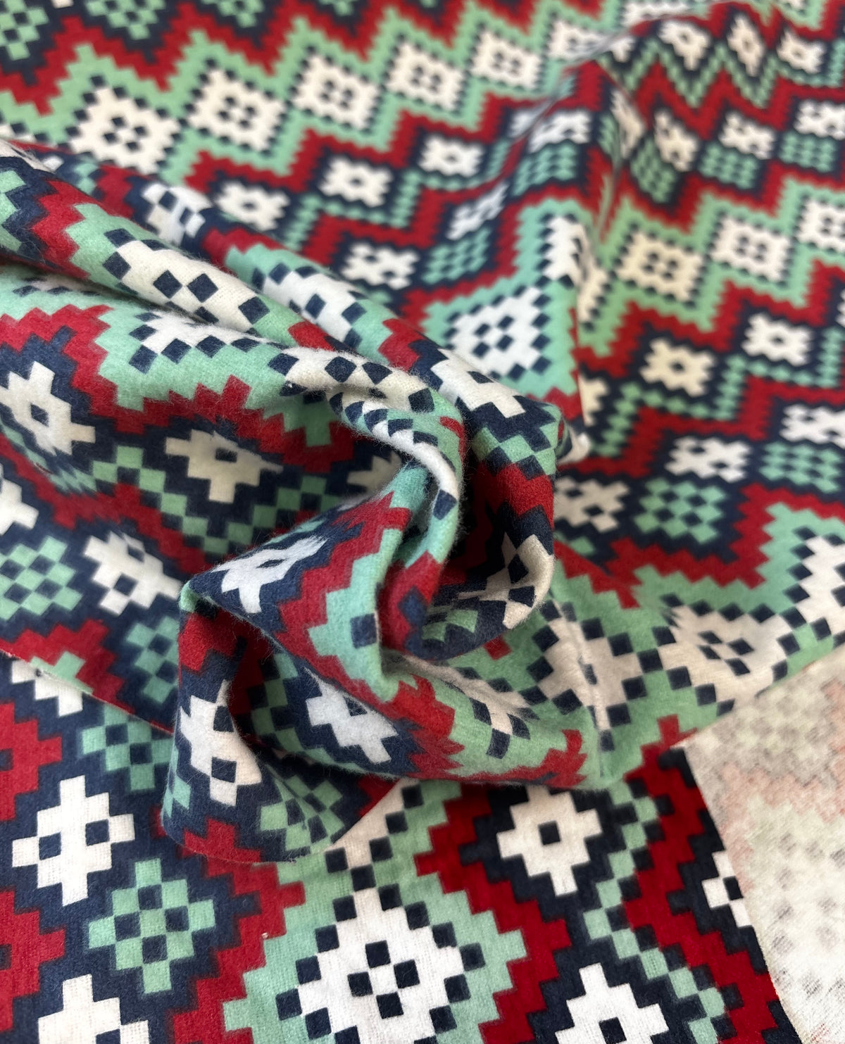 Red, Green, Blue, and White Geometric Print | Flannel