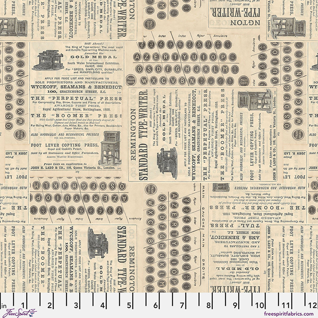Typewriter Canvas in Neutral | Tim Holtz | Palette Canvas Cloth Collection