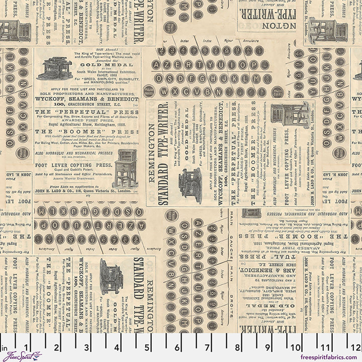 Typewriter Canvas in Neutral | Tim Holtz | Palette Canvas Cloth Collection