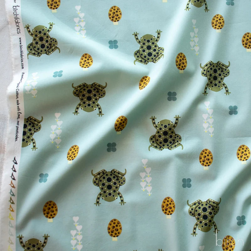 Toad and Shroom Haze Poplin | Charley Harper | Woodland Wonders