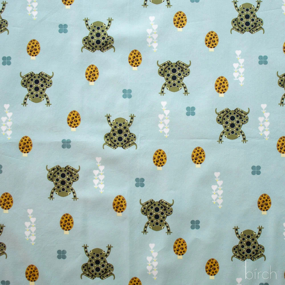 Toad and Shroom Haze Poplin | Charley Harper | Woodland Wonders