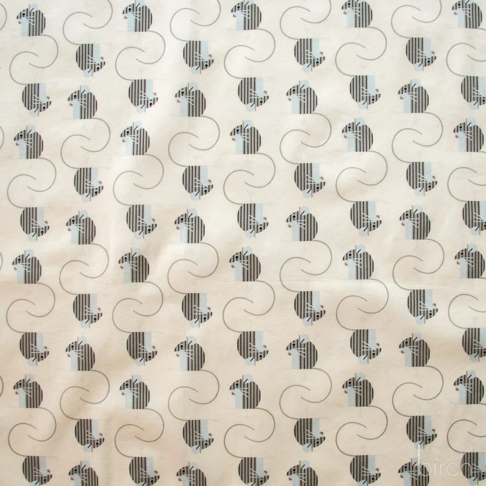 Field Mouse Cream Poplin | Charley Harper | Woodland Wonders
