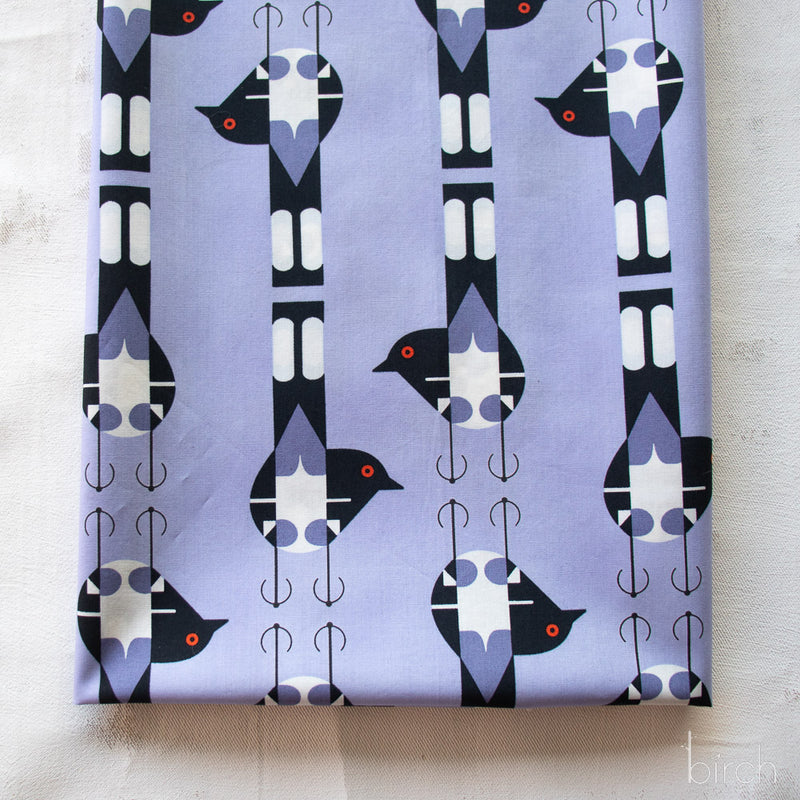 Spotted Tail Blackbird Lavender Poplin | Charley Harper | Woodland Wonders