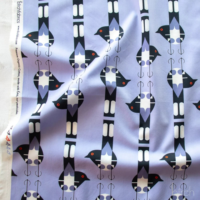 Spotted Tail Blackbird Lavender Poplin | Charley Harper | Woodland Wonders
