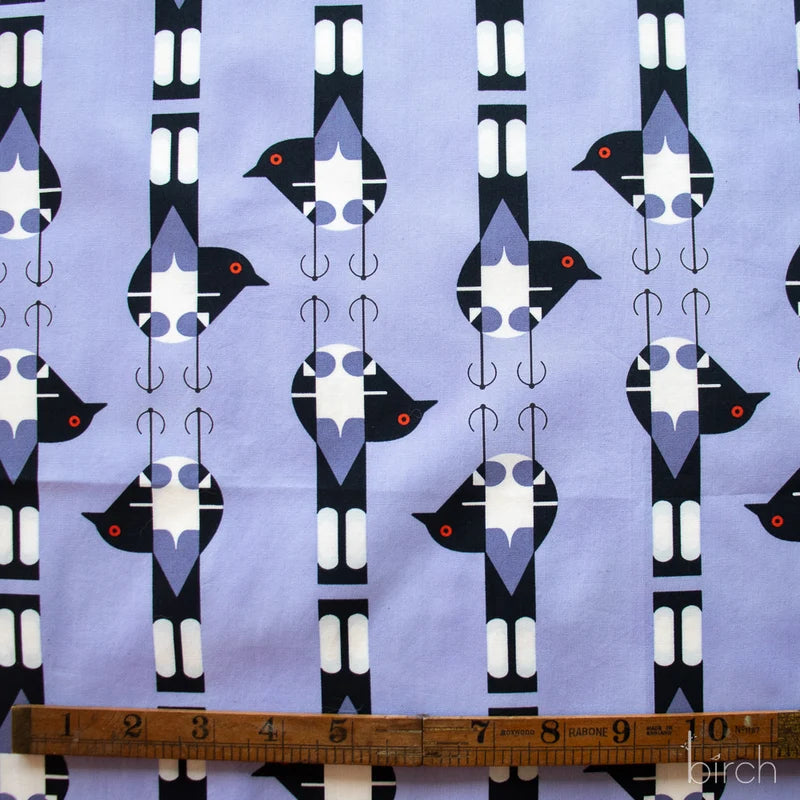 Spotted Tail Blackbird Lavender Poplin | Charley Harper | Woodland Wonders