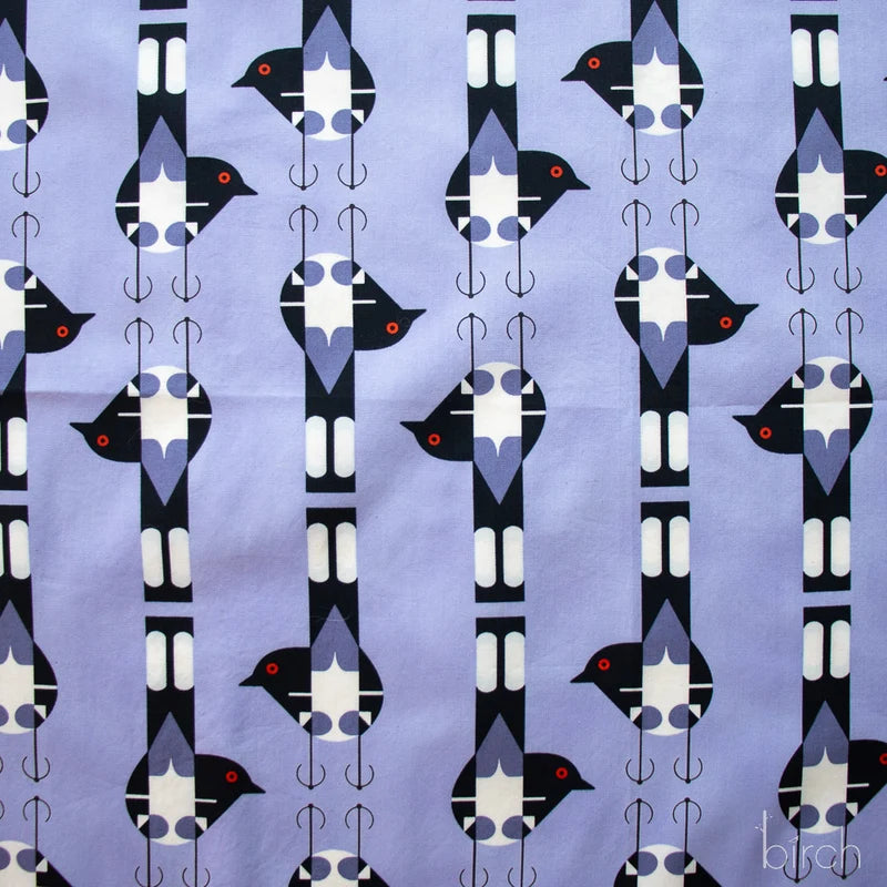 Spotted Tail Blackbird Lavender Poplin | Charley Harper | Woodland Wonders