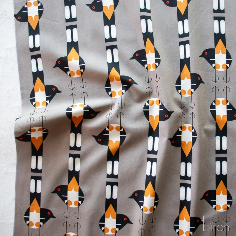 Spotted Tail Blackbird Shroom Poplin | Charley Harper | Woodland Wonders