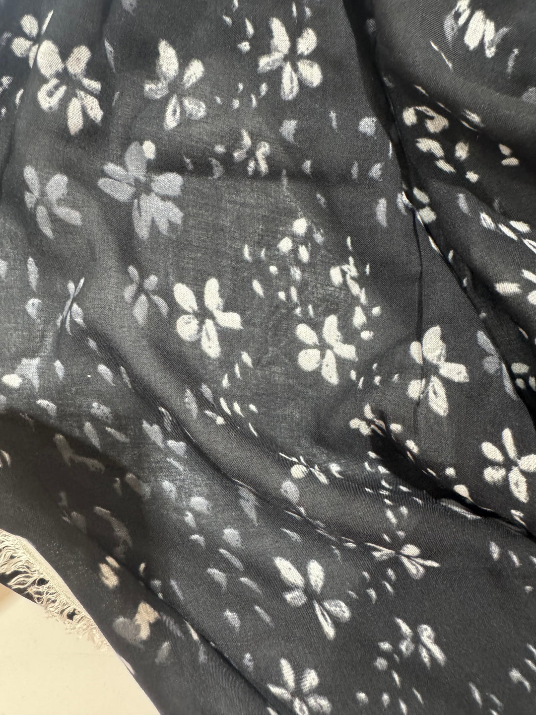 Cotton Lawn - Black with Flowers