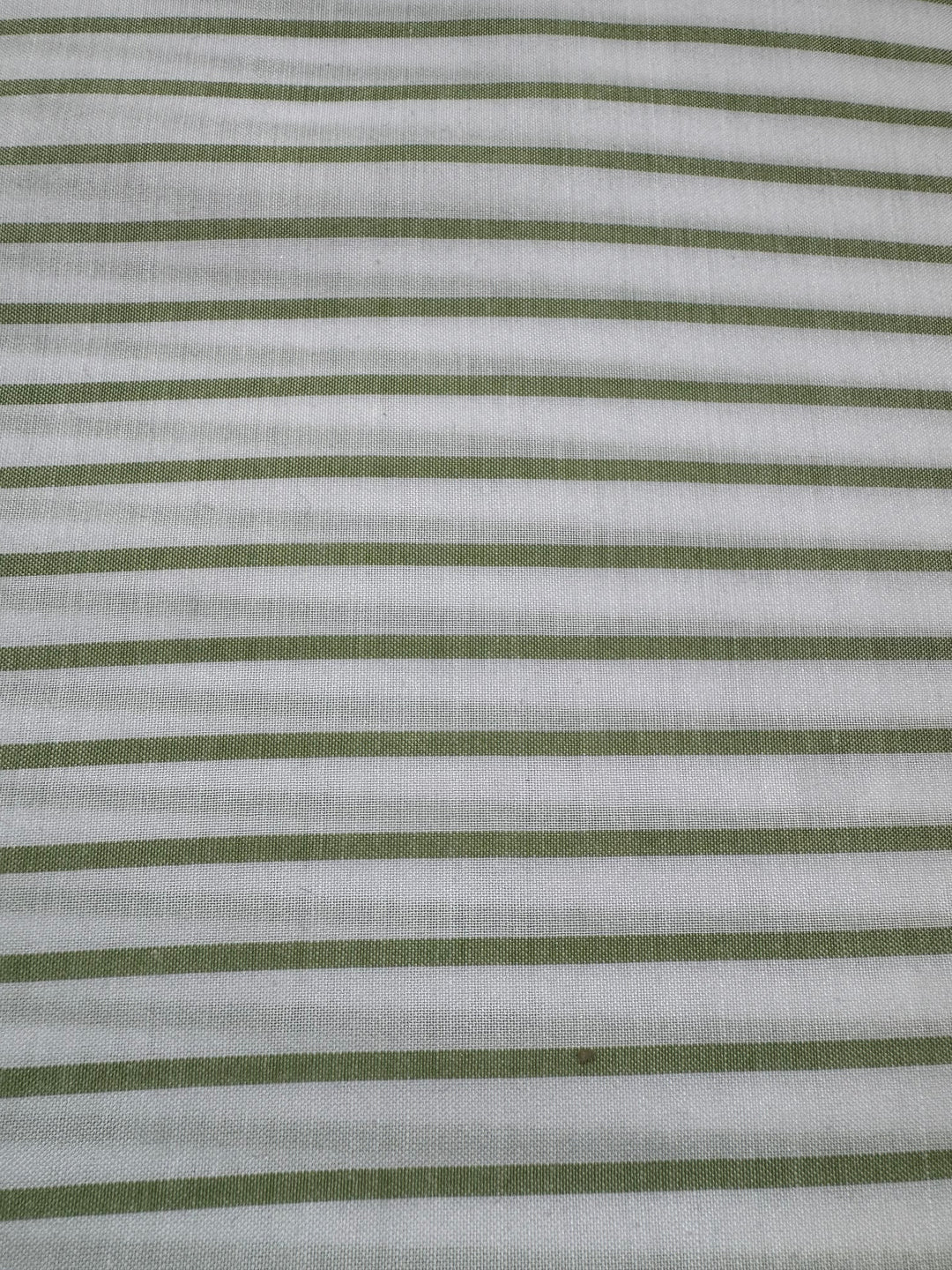 Cotton Fabric - White with Green Striped Shirting