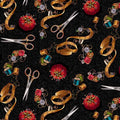 SEWING TOOLS DONA in Black | Timeless Treasures  | Blood Sweat & Shears