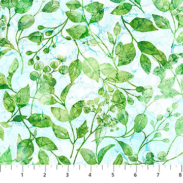 Trailing Leaves in Pale Blue/Green | by Deborah Edwards | Concerto Collection