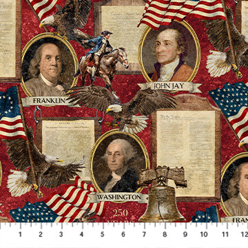 Founding Fathers in Red Multi | America 250-Stonehenge | Per Panel