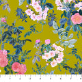 Rose Blossoms in Chartreuse | Rosa | by Adriana Picker |  Figo Fabrics