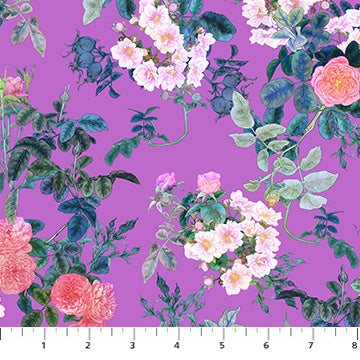 Rose Blossoms in Purple | Rosa | by Adriana Picker | Figo Fabrics