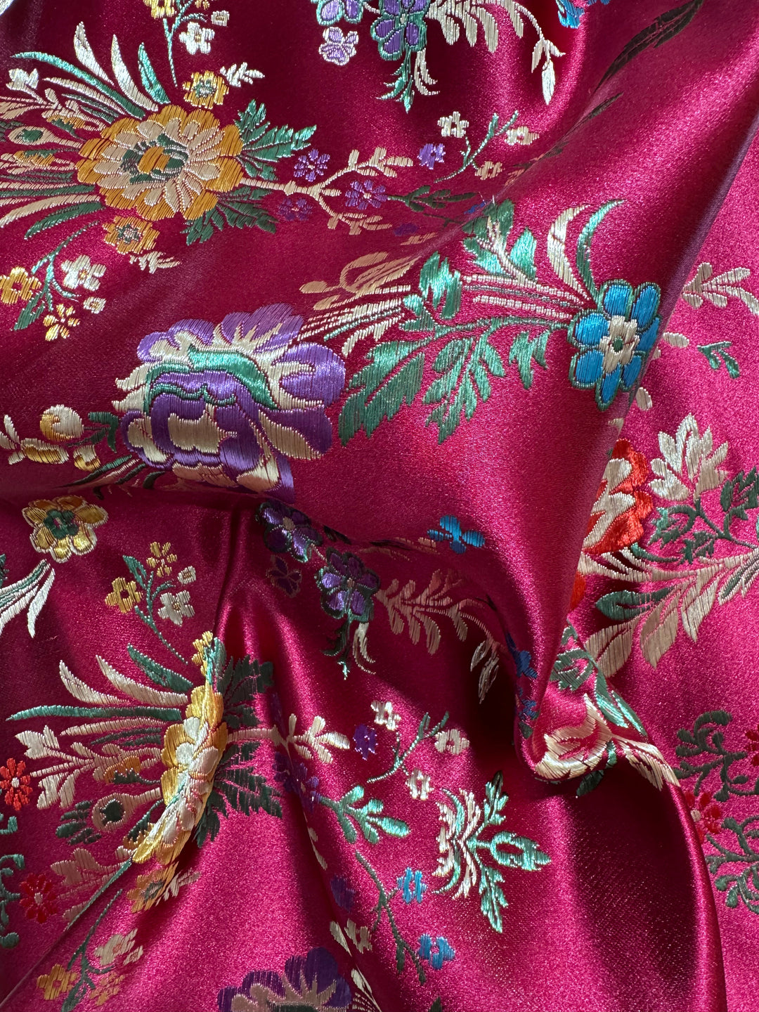 Embroidered Satin Fabric - Traditional