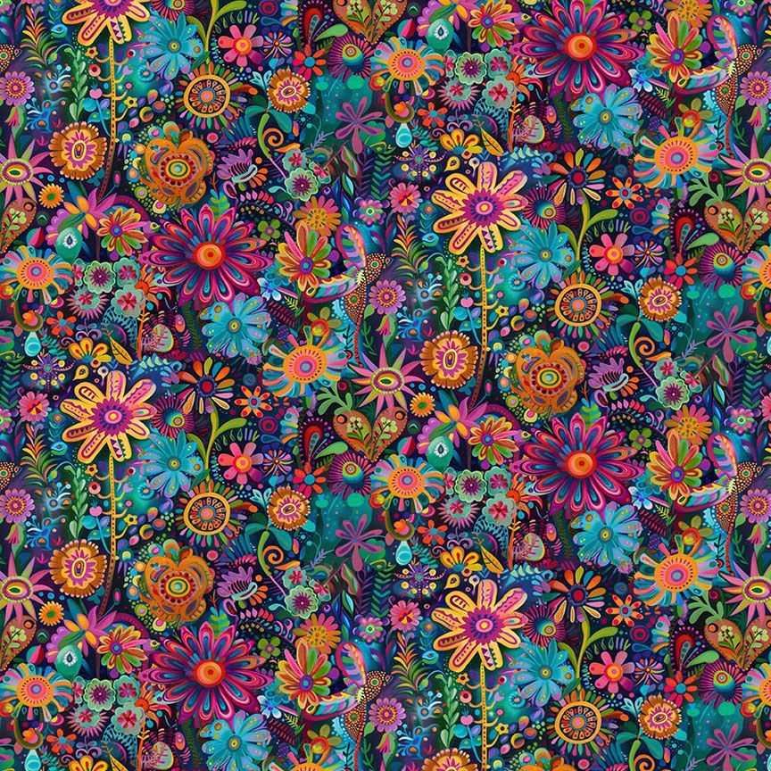 FOLK ART FLORAL FLEUR | Timeless Treasures  | Purrfect Patchwork