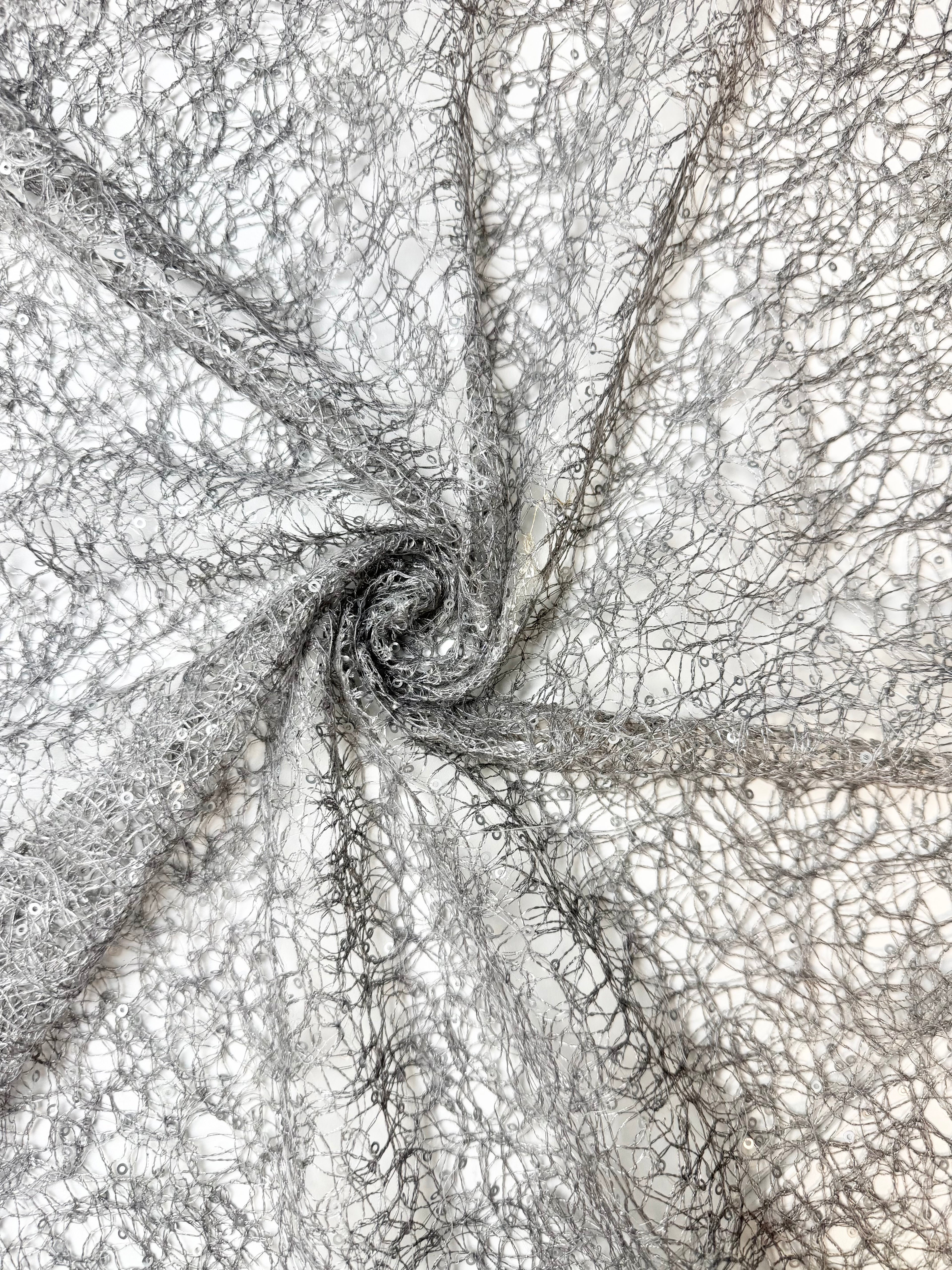 Silver | Sequined Knit Lace