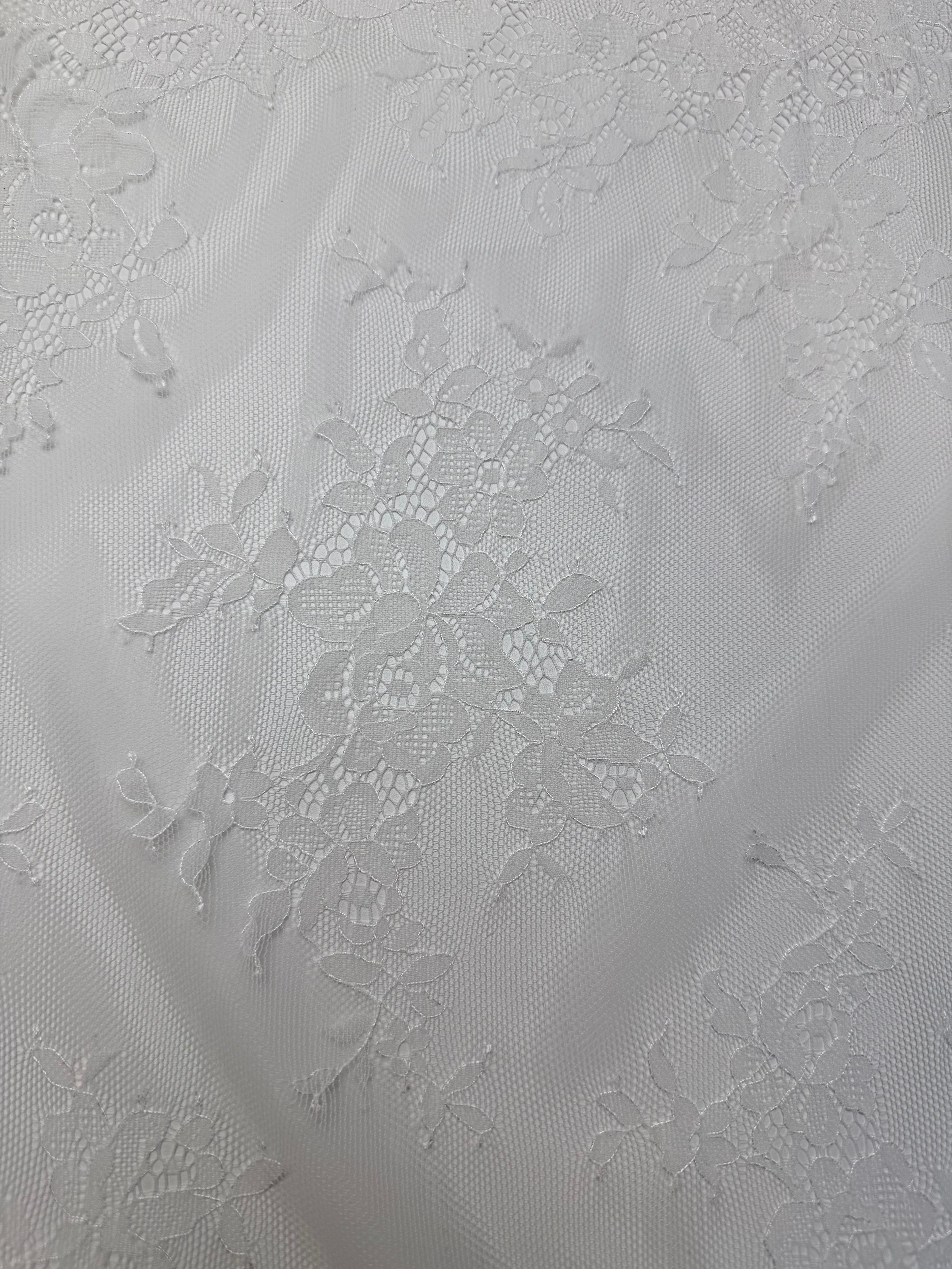 White | Mesh Lace with flowers