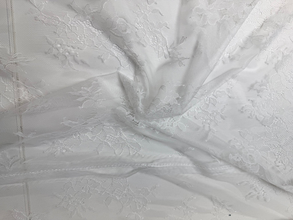 White | Mesh Lace with flowers