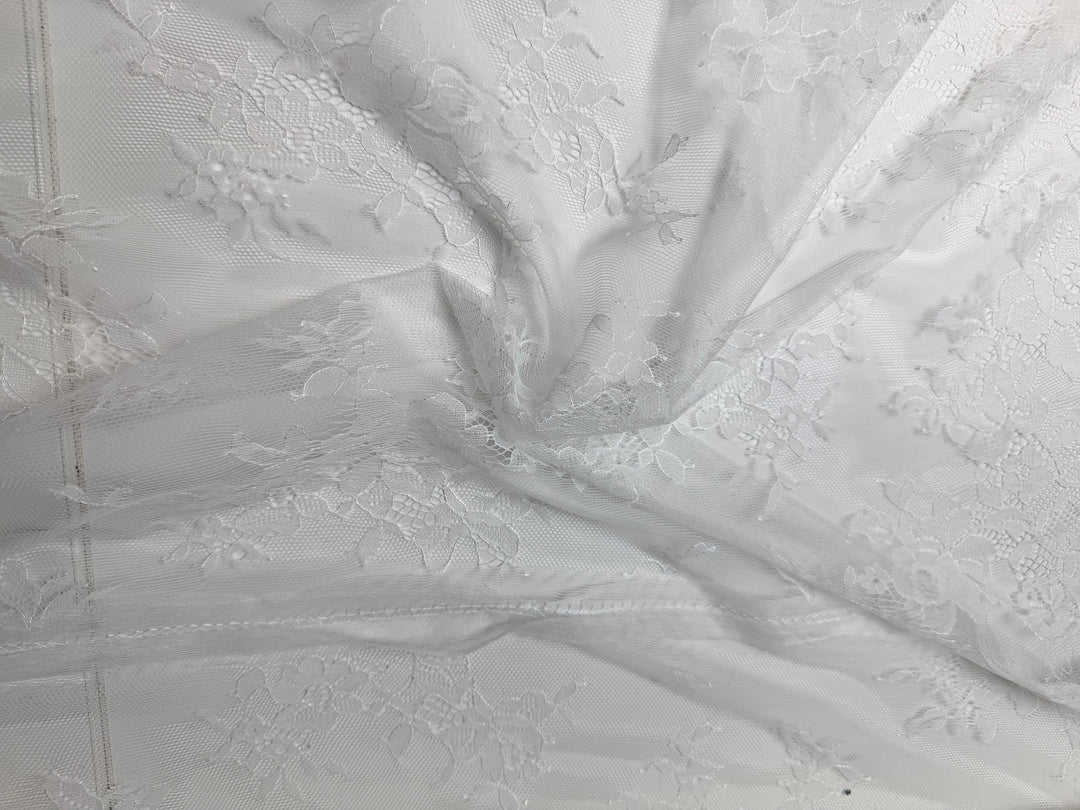 White | Mesh Lace with flowers