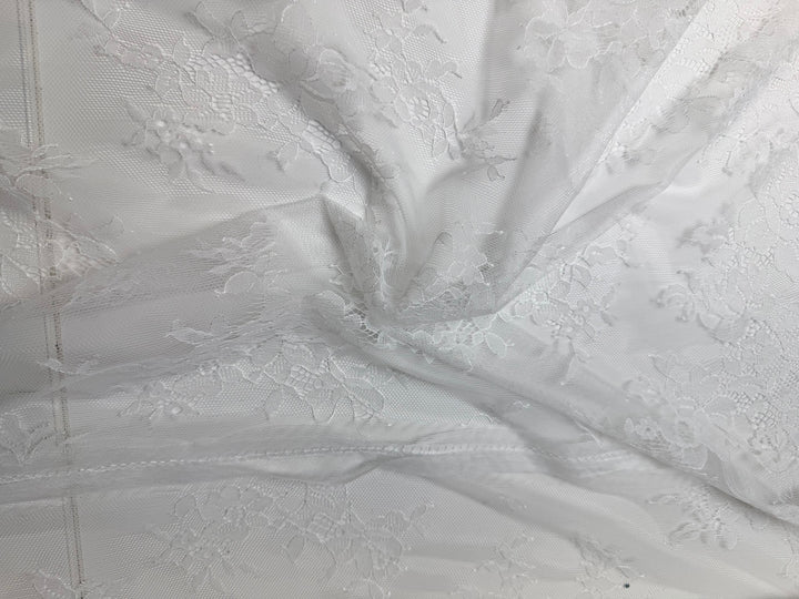White | Mesh Lace with flowers