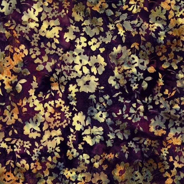 Medium Floral in Rum Raisin | Cotton Batiks |  Hoffman Fabrics