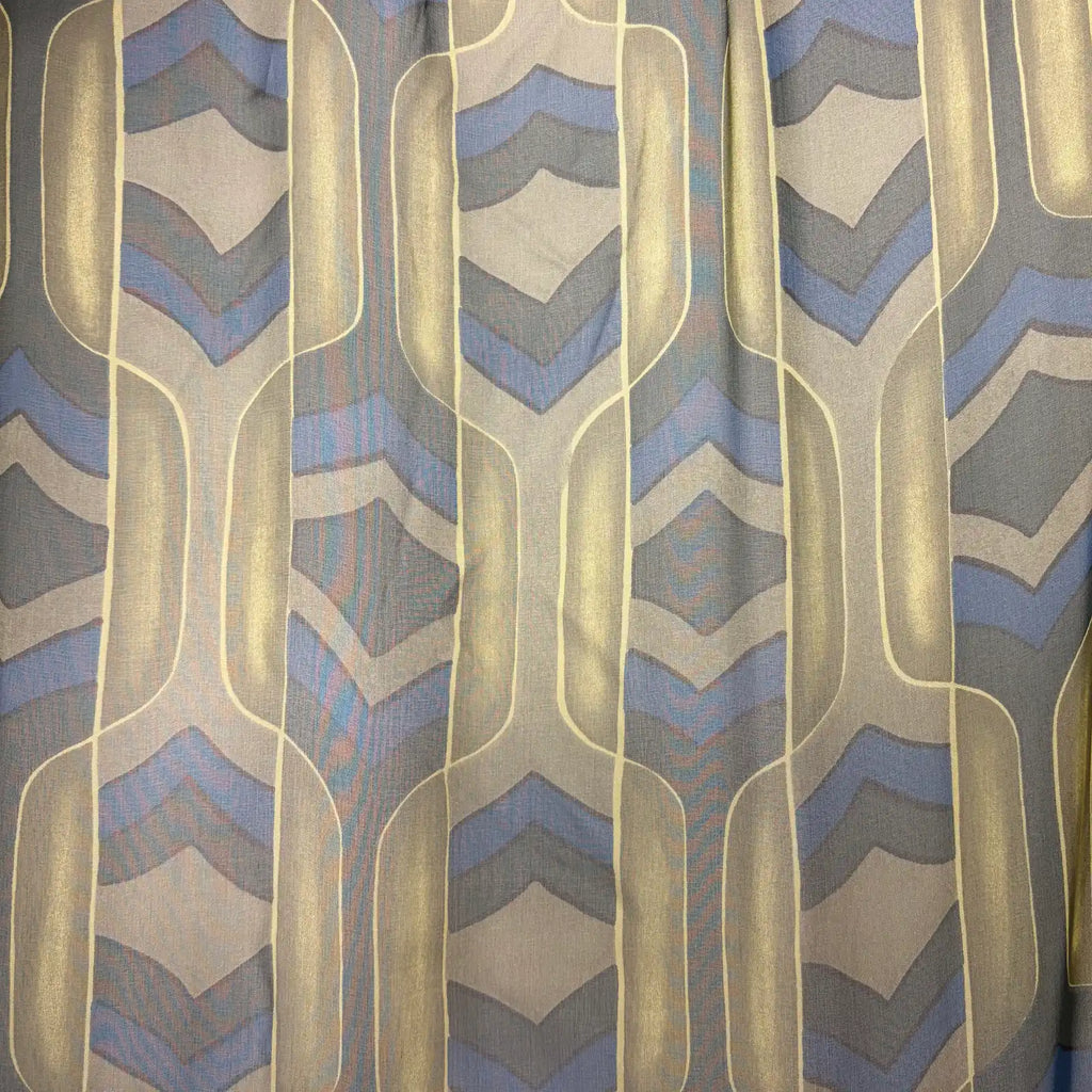 Olive and Blue Art Deco Print | Silk Chiffon
