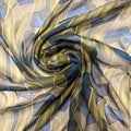 Olive and Blue Art Deco Print | Silk Chiffon