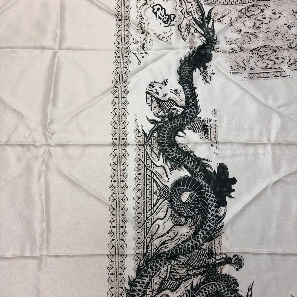 Black and Off-White Dragon Shirt Panel | Silk