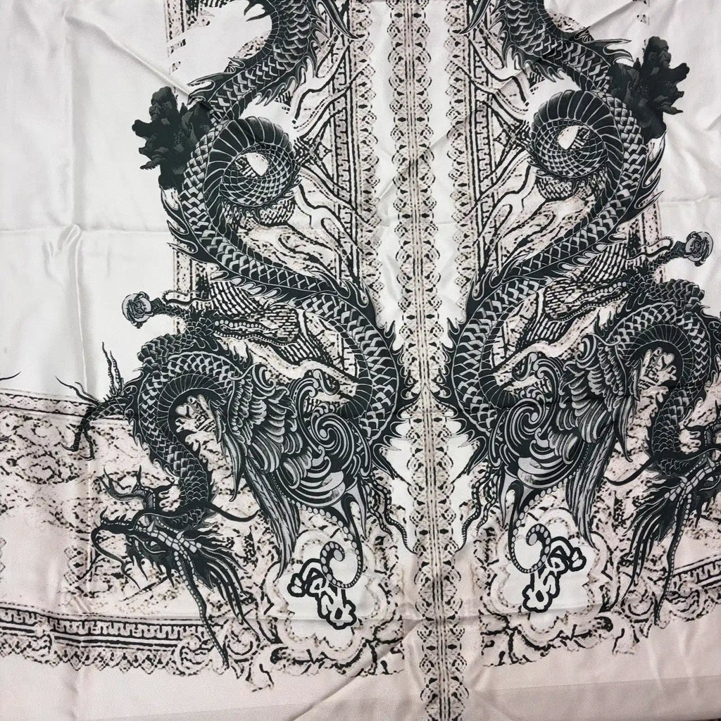 Black and Off-White Dragon Shirt Panel | Silk