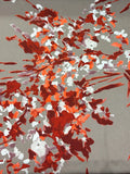 Burgundy Brushstroke Floral on Taupe | Viscose | Made in Italy