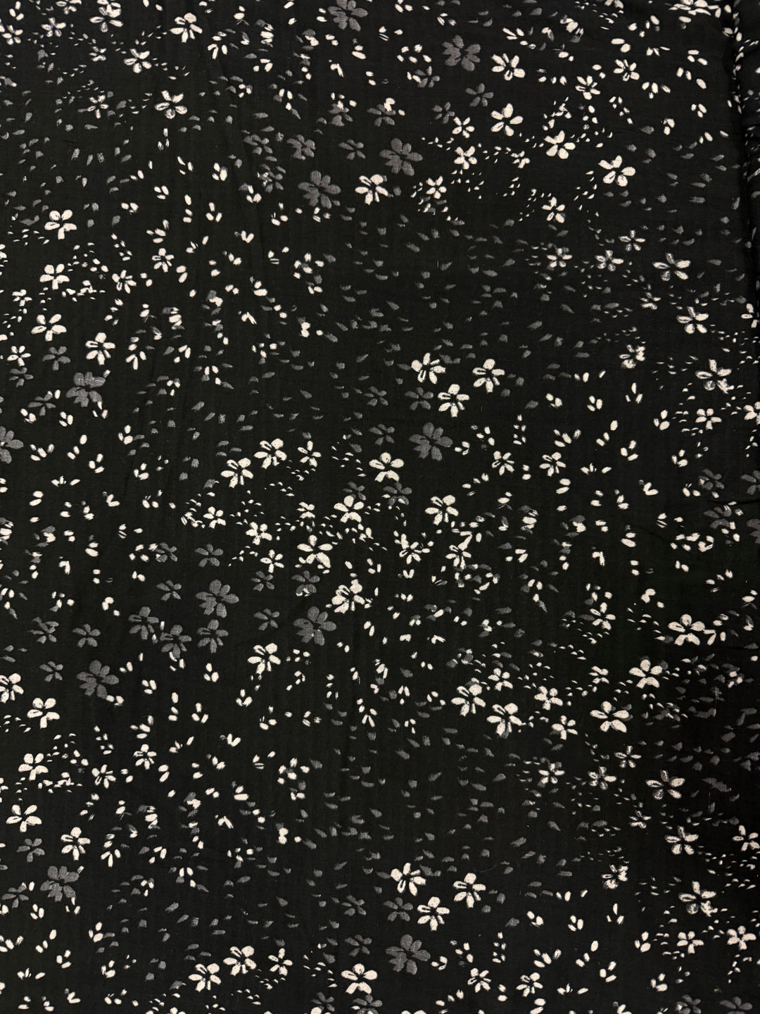 Cotton Lawn | Black With White Flowers
