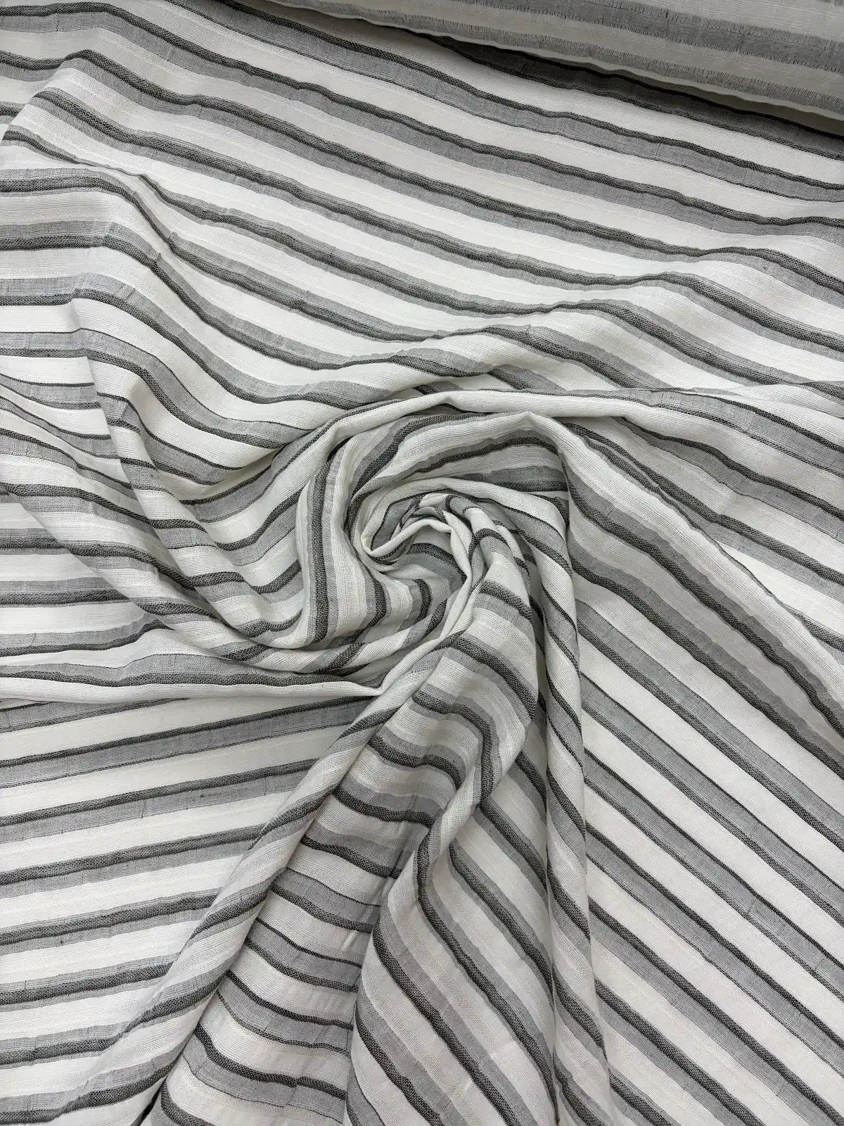 Green and Cream Moving Stripe | Viscose Blend | Made in Italy
